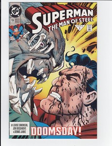 Superman the Man of Steel #19 NM 9.4 white pages Doomsday 1st Printing plus card