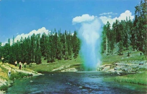 Riverside Geyser, Yellowstone, Wyoming Vintage Chrome PC - Bild 1 von 2