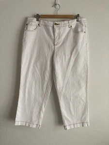 Liz Claiborne Jackie Capri's Women's sz 16P White w/Brown Stitching - Picture 1 of 12
