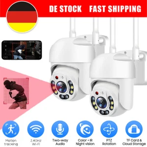 2pcs Überwachungskamera Aussen Set WLAN PTZ IP Kamera Automatische Verfolgung DE - Picture 1 of 17