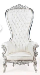 1 White / Silver Throne Chair - Picture 1 of 1