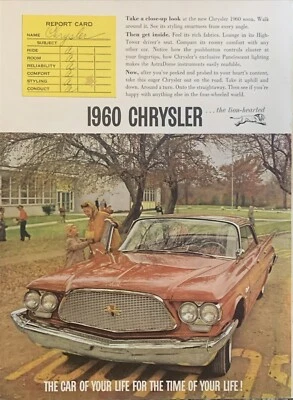 1960 Chrysler Windsor PRINT AD School Report Card "Golden Lion" Hearted VTG 60s - Image 1 of 4