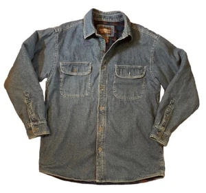 Levi Strauss Fleece Lined Denim Shirt Men's M Jacket Shacket Blue Button Up - Picture 1 of 6
