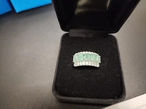 Green Sakota Emerald Rhodium Over Sterling Silver Ring 2.60ctw Size 8 - Picture 1 of 8