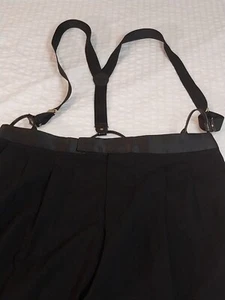 Sterling & Hunt Black Tuxedo Pants & Suspenders Size 40X36 - Picture 1 of 13