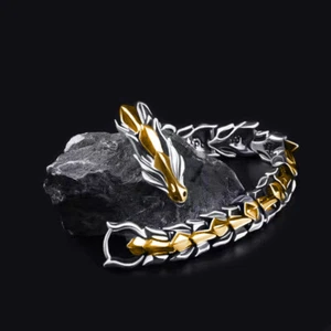 Edelstahl 14 mm 7-9 Zoll Drachenkopf Armband einzigartig Drache Design Link - Bild 1 von 13