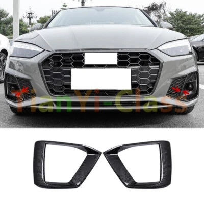 For Audi A5 S5 2020-2024 ABS Carbon Fiber Front Fog Light Cover Frame Trim - Image 1 of 4