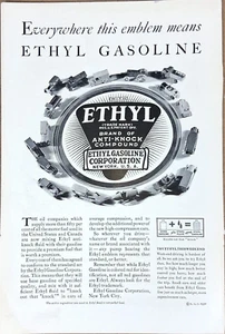 1930 Ethyl Gasoline Corporation emblema composto anti-bussare pubblicità stampa d'epoca EXC - Foto 1 di 1