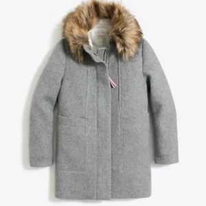 J. Crew Crewcuts Chateau Wool & Faux Fur Parka Coat Big Girls Size 16 - Picture 1 of 12