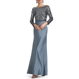Sachin & Babi NWT Colette Gunmetal Sequin & Satin Gown Size 2 MSRP $950 - Picture 1 of 8