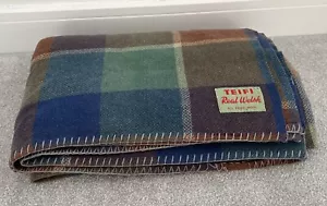 Teifi Real Welsh 100% Wool Blanket Vintage 1960s Stunning Colours Flaws Pls Read - Picture 1 of 12