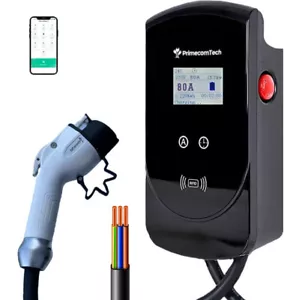 PRIMECOM 277/480V AC 2/3 Phase J1772 Level 2 EV Charger 80Amp up to 50ft cords - Foto 1 di 7
