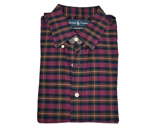 Ralph Lauren Polo Oxford; MacPhail Red Tartan Plaid - Small Custom Fit, 32/33 - Picture 1 of 1