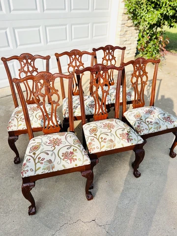 Set of 6  Ethan Allen Mahogany Chippendale Ball & Claw Dining Chairs Cover