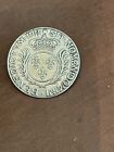 Antique Silver  Steele Religous Button 1 1/4" Sit Nomendomni Benedictvm 1711