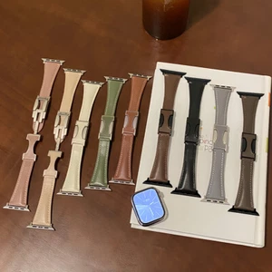 Bracelet Cuir Femme pour Apple Watch Series 10 46mm 42mm Bracelet Magnétique Ultra 49mm - Photo 1 sur 19