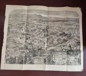 Antique Art Print - Bird's Eye View Of Vienna, The Capital of Austria And The… - Picture 1 of 8