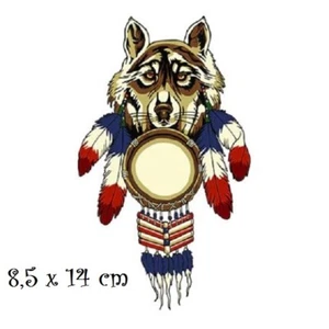 Patch Applique, Dessin Transfert, Chien Loup, Plume Amérique Attrape rêve - T085 - Picture 1 of 1