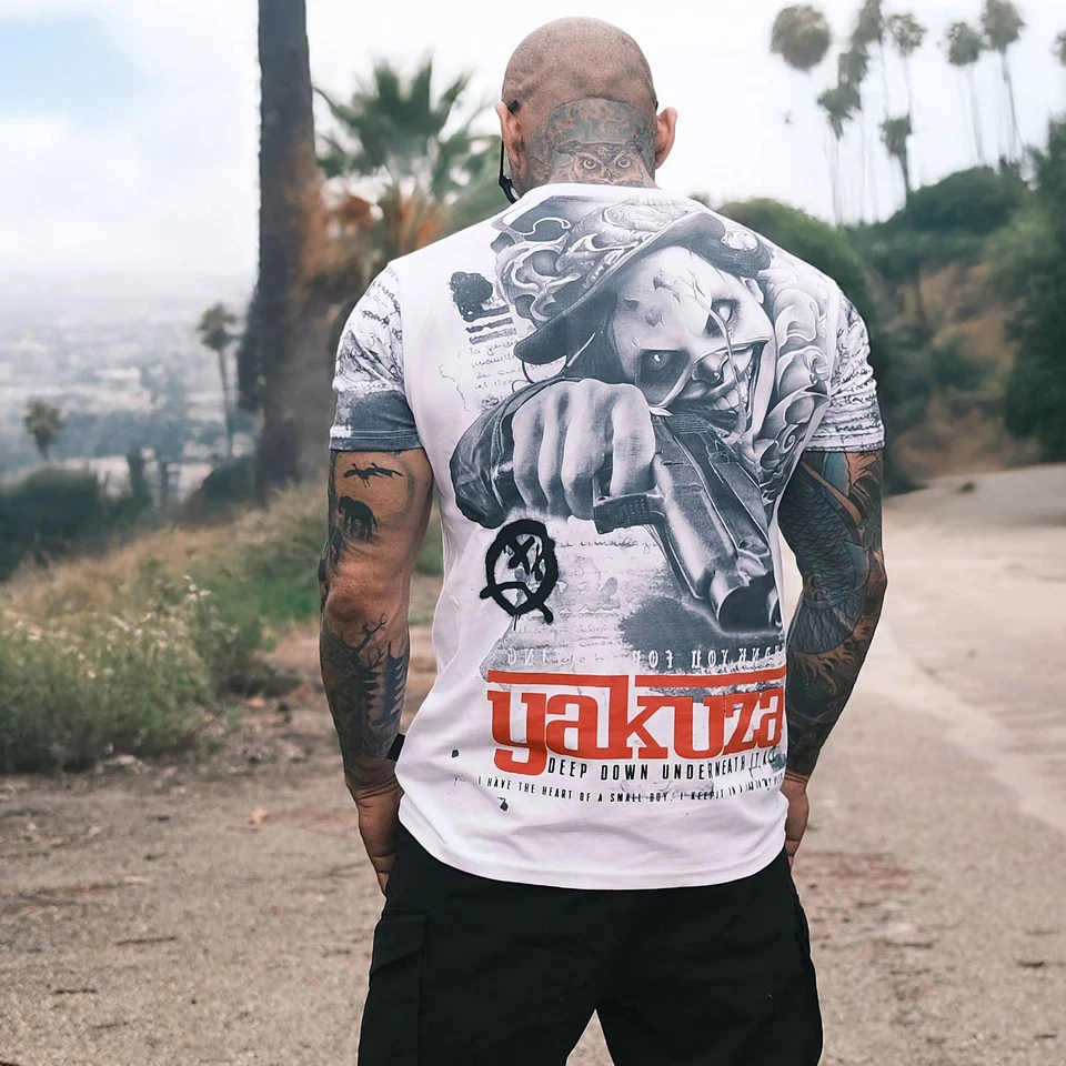 Neues Yakuza Herren Deep Down Allover Regular T-Shirt - Weiß - Bild 1 von 1