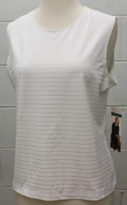 Camiseta sin mangas Laura Ashley Trip Ready de punto sin mangas a rayas blanca M mediana nueva Foto 1 de 4