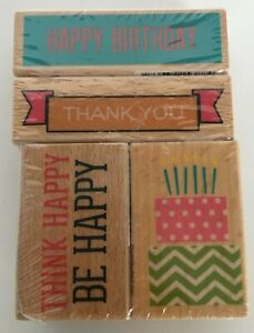 CAKE & CANDLES Birthday Invite card word NEW HAMPTON ART Ditto Wood RUBBER STAMP