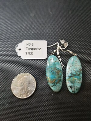 Шикарные серьги с бирюзой No8 — ручная полировка — ручная работа - Изображение 1 из 3