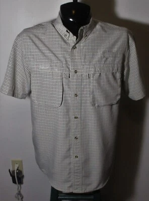 L.L. BEAN Taupe Green Short Sleeve Vented Shirt Size M Reg. - Image 1 of 4
