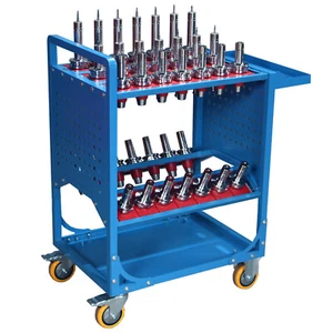 Tool Cart CNC Tool Cart CAT40 Tool Trolley BT40 CNC Tool Holder 35 Capacity Blue - Picture 1 of 11