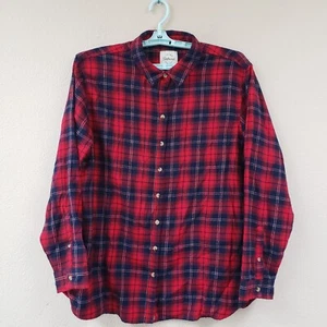 Jachs Girlfriend Shirt Women's XXL XXLarge Button Up Flannel Red Blue Plaid - Picture 1 of 7