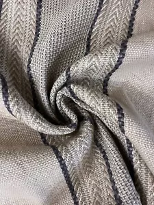 5.625 yds European Textiles Gray Heavy Woven Linen/Jute Stripe Upholstery Fabric - Picture 1 of 11