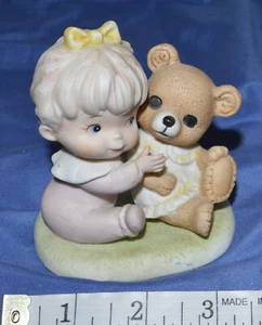 Vintage Homco Baby Girl with Teddy Bear Figurine # 1424 - Picture 1 of 1