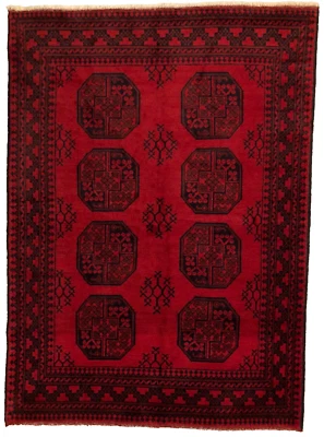 206 x 147 cm | Vintage Handmade Afghan Carpet Aqcha Red Oriental Wool Rug - Image 1 of 4