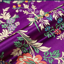 Satin Faux Silk Fabric Chinese Begonia Flower Damask Brocade Bag Costume Retro