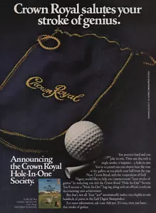 Anuncio impreso vintage 1982 Crown Royal saluda tu golpe de genio hoyo en uno golf - Imagen 1 de 2