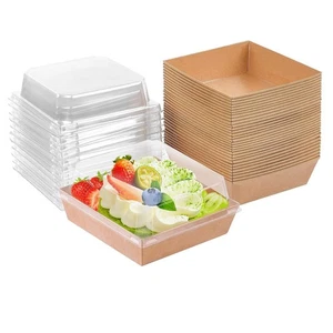 50 Pack Small Paper Charcuterie Boxes with Clear Lids, Dessert Boxes Square D... - Picture 1 of 6