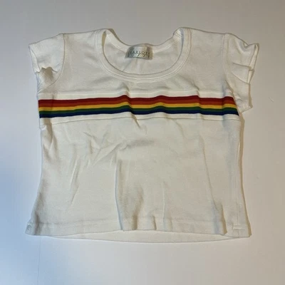 De Colección Años 90 Charlotte Russe Arco Iris Rayas Camiseta Corta Manga Gorra Orgullo Talla S/M Foto 1 de 4