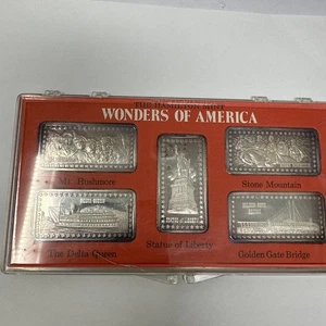 Vintage Hamilton Mint Wonders of America 5 .999 Silberbarren Set Rushmore #10010 - Bild 1 von 14