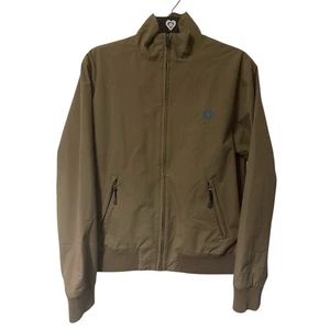 Fred Perry Harrington Jacket Mens Small Beige Full Zip Bomber Nylon Pockets - Picture 1 of 13