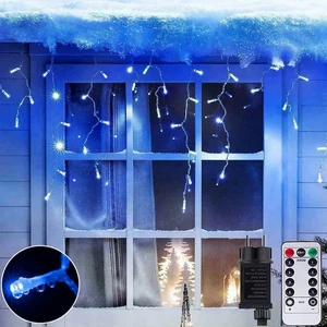 10M/15M 400/600/800 LED Eisregen Lichterkette Vorhang Außen Innen Eiszapfen Blau - Bild 1 von 30