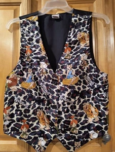 Vintage Feuerstein Weste Unisex Print schwarz 90er Leopard siehe Maße  - Bild 1 von 9