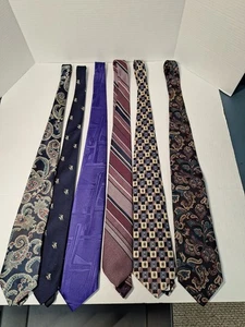 Mens Tie Lot, (6), Silk, Polyester,  Multicolored, Various Brands And Designs - Picture 1 of 12