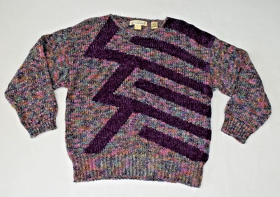 Suéter Vintage Gloria Vanderbilt Prendas de Punto Talla M Años 80 Lavanda Manchado Zig Zag Foto 1 de 4