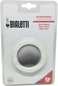 Moka Express 6 Cup Replacement Filter and 3 Gaskets , White - Picture 1 of 3