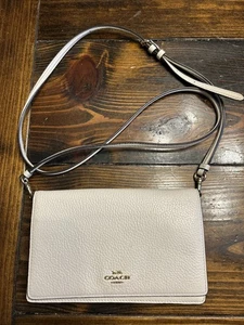 Coach White Signature Anna Foldover Clutch Umhängetasche Handtasche - Bild 1 von 10