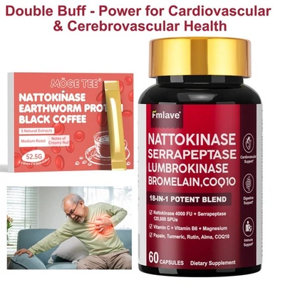 Nattokinase 4000 FU Enzyme For Heart/Brain Health Blood Circulation High Potency - Image 1 of 4