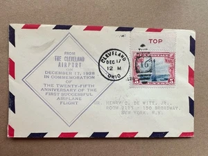 1928 Cleveland Airmail Cover Wright Brothers 25th Anniv Roessler - Picture 1 of 5