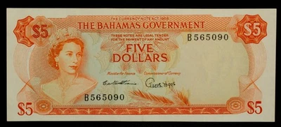 1965 $5 Bahamas - Pick 21a - AU+ - SKU-CA1513 - Image 1 of 2