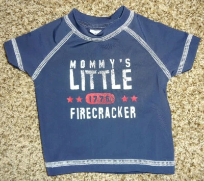 Детская рубашка Moms Little Firecracker Carters размер 3 месяца для плавания ребенка ясельного возраста синяя - Изображение 1 из 2