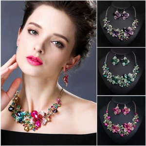 Fashion Women Pendant Crystal Choker Chunky Statement Chain Bib Necklace Jewelry - Picture 1 of 20