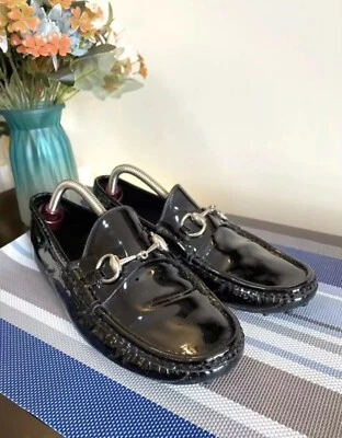 Gucci 236936 Mens Classic Horsebit Black Patent Leather Loafers USA 6 || UK 5.5 - Image 1 of 4